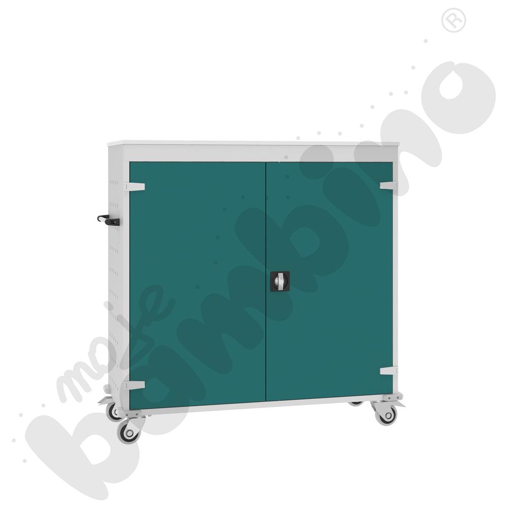 Wózek na 30 laptopów, drzwi turkusowoniebieskie
