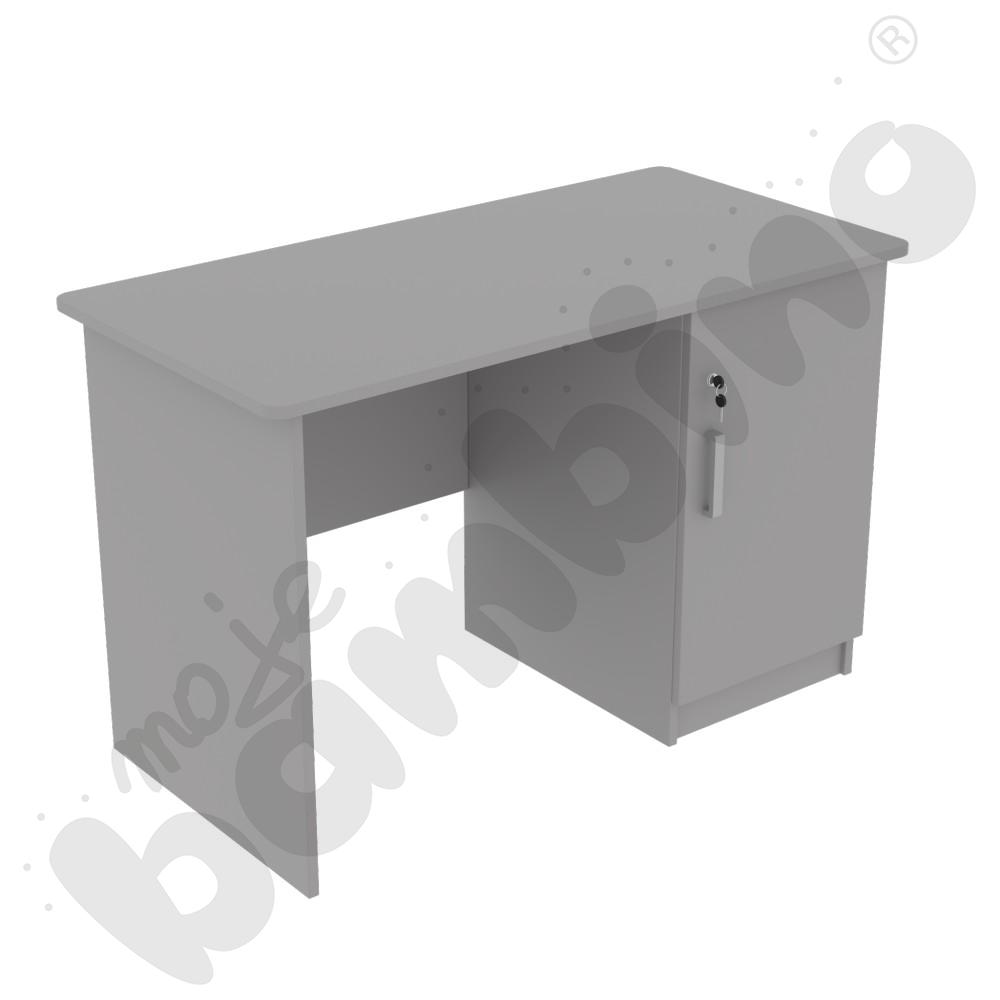   Biurko Vigo z szafką, szare, uchwyt aluminium  