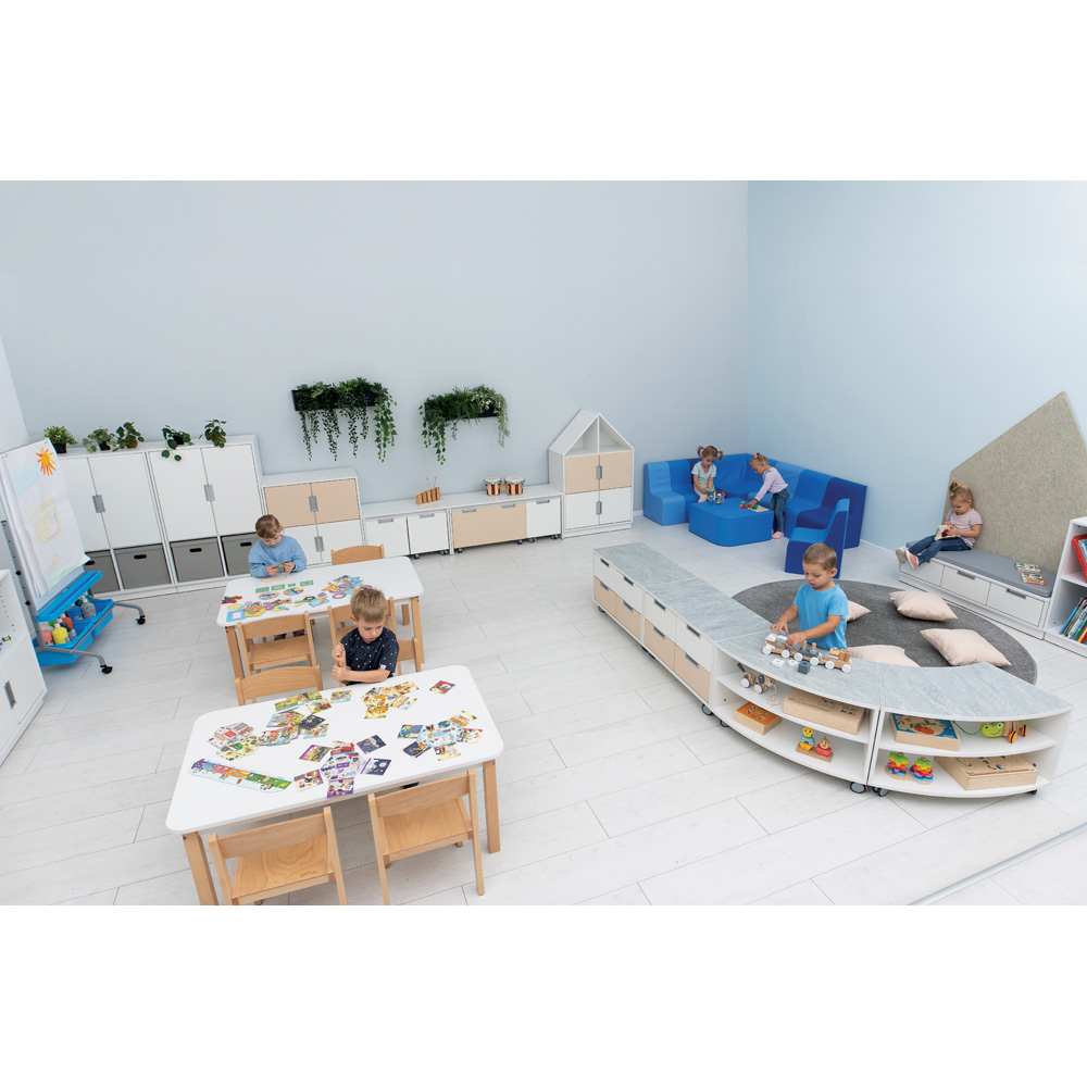 Quadro - tichá skrinka S 1/8 kruhu na kolieskach, biela