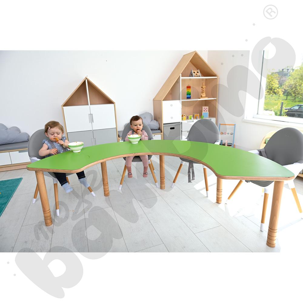 Stolik do karmienia - podkowa rozm. 40-58 cm - blat HPL zielony