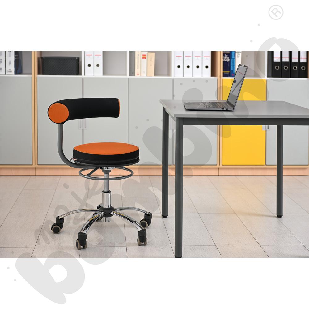 Krzesło multifunkcyjne Sanus, tkanina, kółka samohamujące - pomarańczowo-czarne