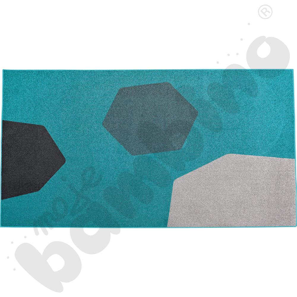 Dywan Sześciokąty, turkusowy, 2 x 3 m