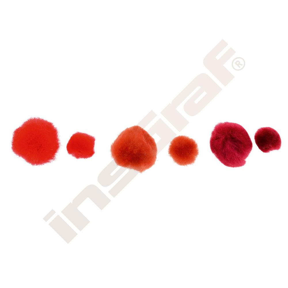 Pompons, 150 Stck., Tönung rot