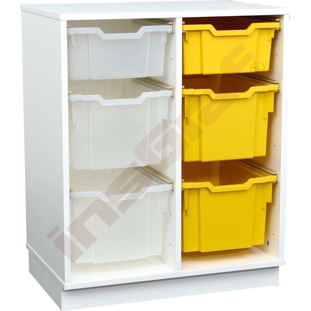 Quadro - skříňka M na plastové zásobníky, 2 sloupy - bílá 