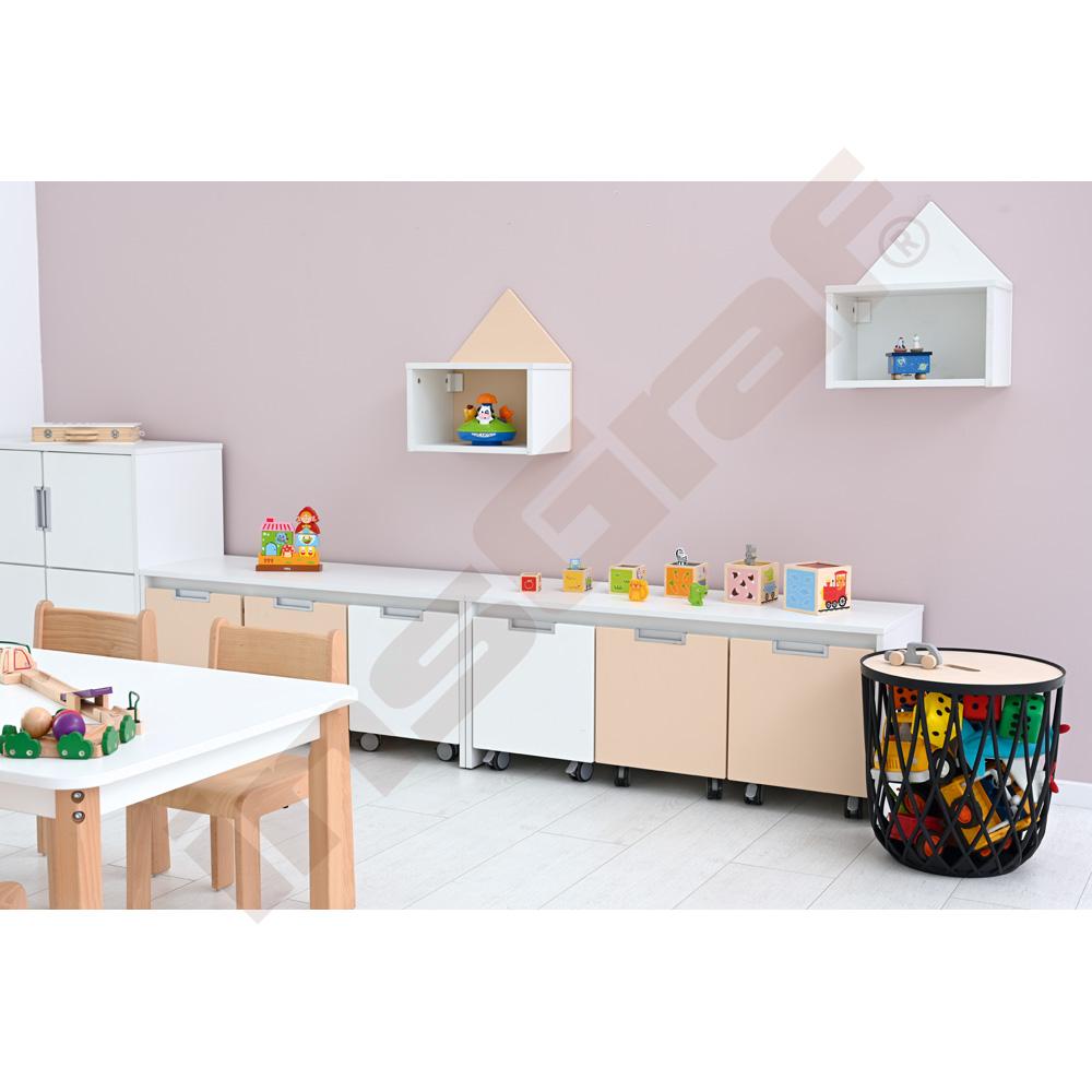 Quadro - lavička nad 3 malé zásobníky, bílá 