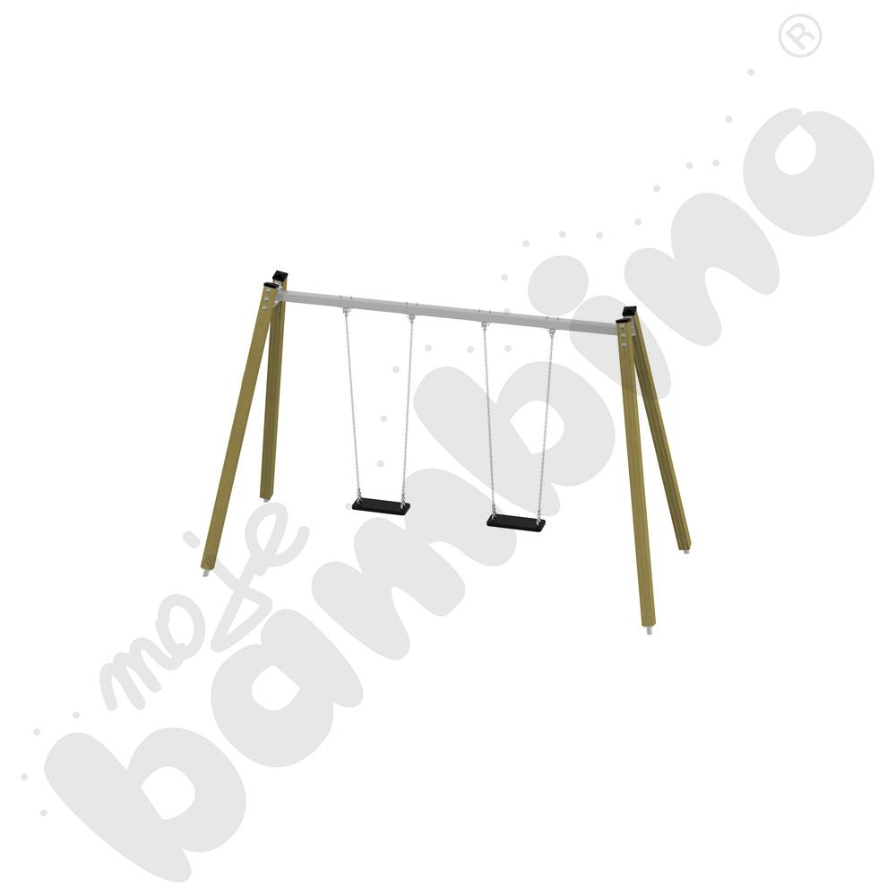 Huśtawka podwójna drewniana Triangulo/ bez zawiesi