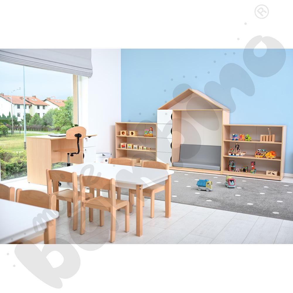 Siedzisko do biblioteczki-domku Feria, szare