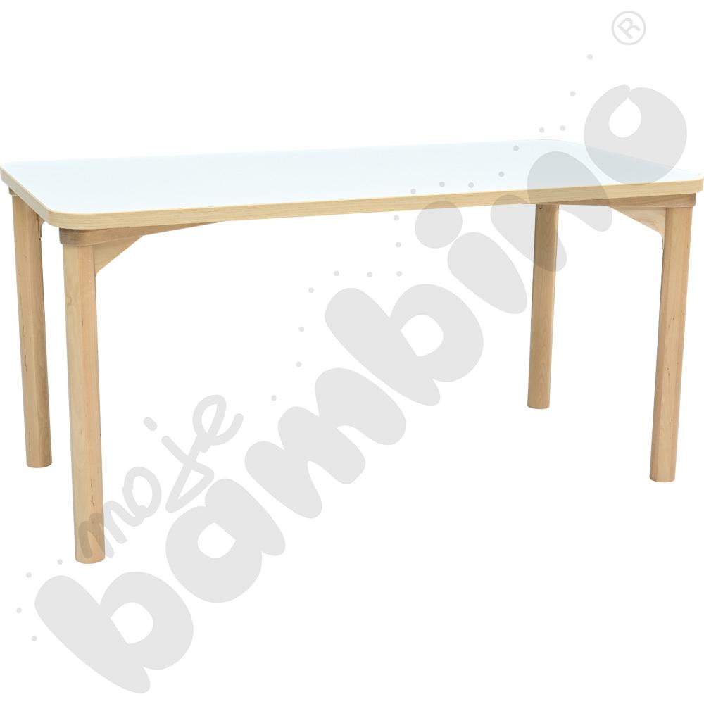 Stół Marcus prostokątny 60 x 120 rozm. 3, stelaż drewniany brzozowy, stopka drewniana, blat biały, narożniki zaokrąglone