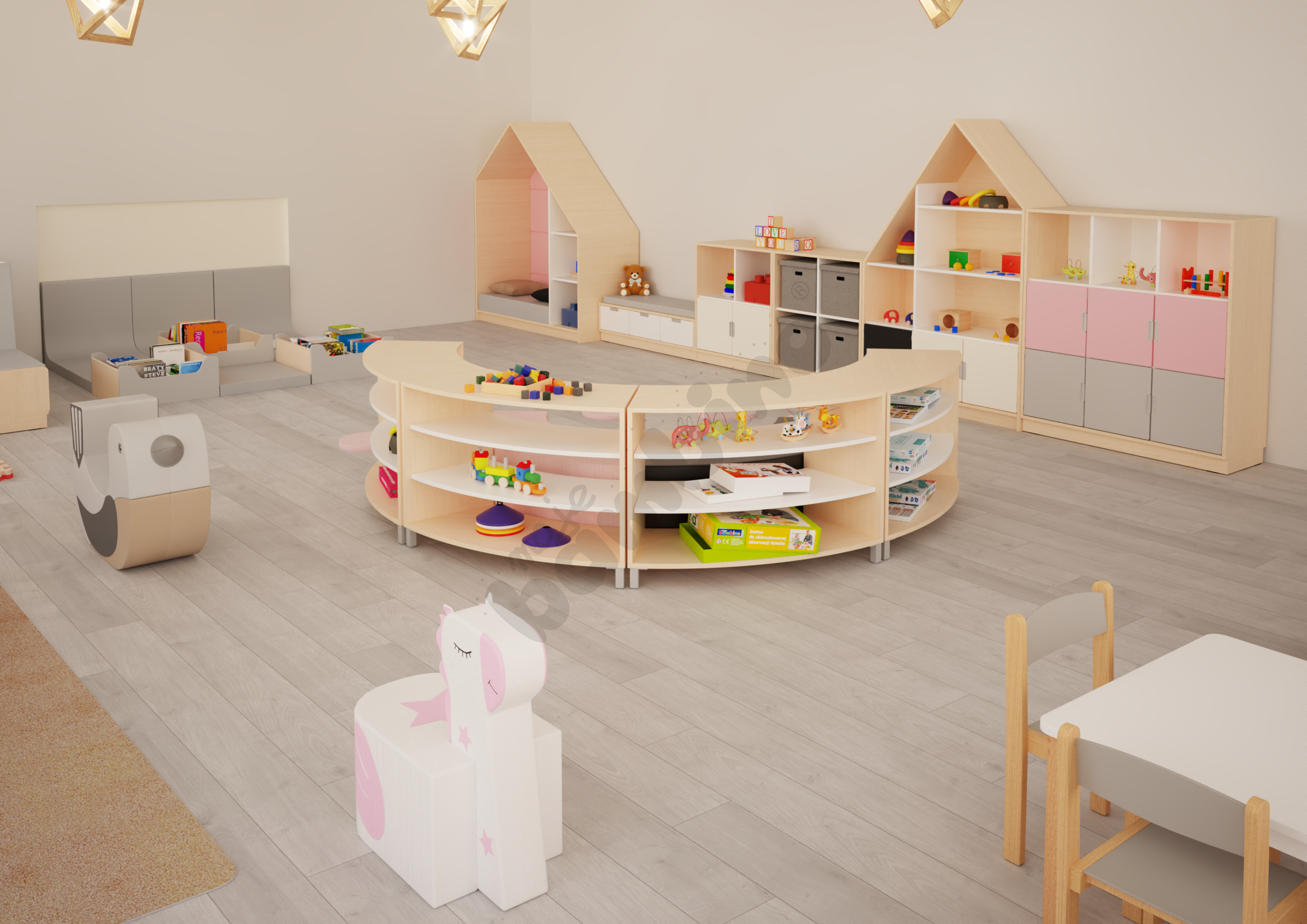 Sala przedszkolna Quadro w odcieniach różu