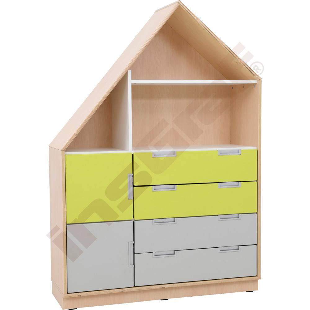 Quadro - skříňka-domeček se 3 policemi, k doplnění 4 širokými zásuvkami, korpus světlý javor