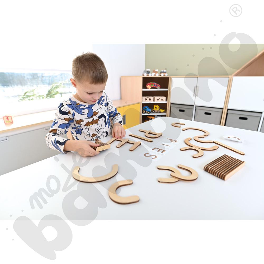 Drewniane litery magnetyczne - zestaw z kartami