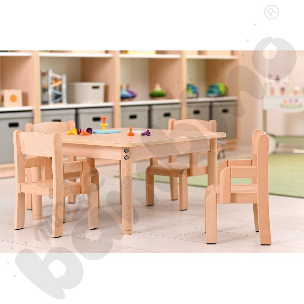 Stół kwadratowy klon z 4 krzesłami Krzyś bukowymi, rozm. 0