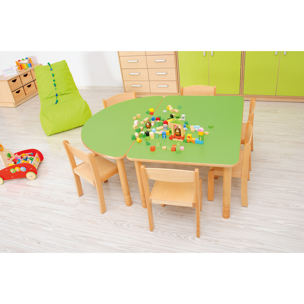Štvorcový stôl Flexi, výška 40-58 cm - k stoličkám 21-35 cm (veľ. 1-3) - zelená