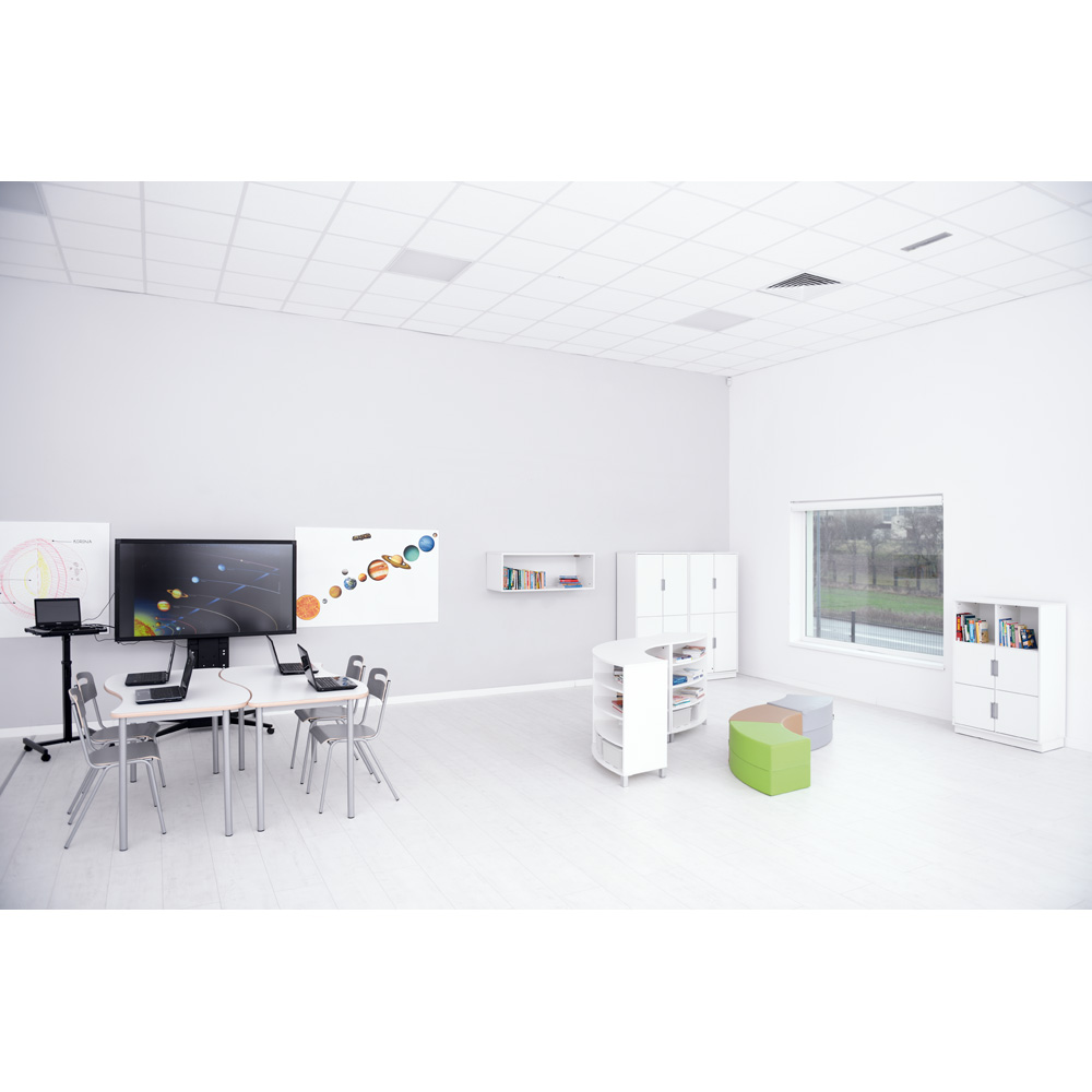 Quadro - regál XL s predelom a 3 policami, biela 