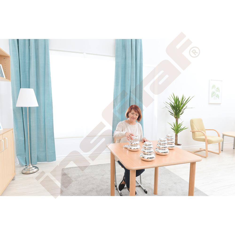 Zpevněný stůl Flexi čtverec 80 x 80 cm - buk - reg. výšky 58 - 76 cm - k židlím 38 - 46 cm 
