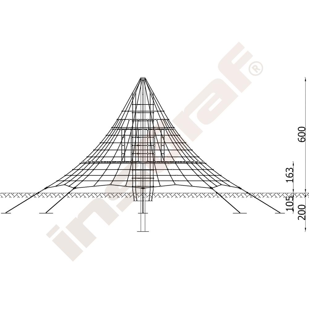 Seil-Pyramide, 8-eckig, schwarz-grau