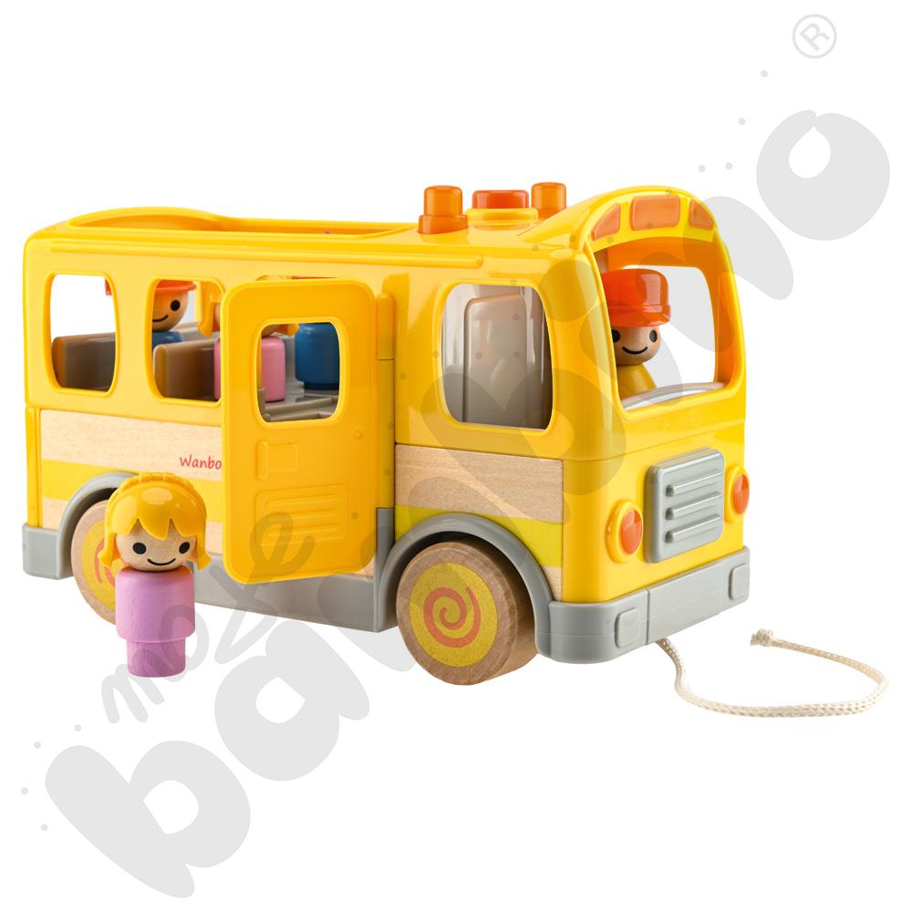 Drewniany autobus szkolny z dźwiękiem i światłami