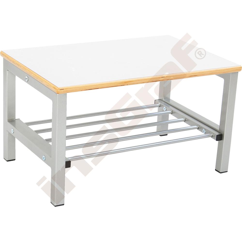 Šatní lavička Flexi pro 2 osoby, široká, výška 26 cm bílá