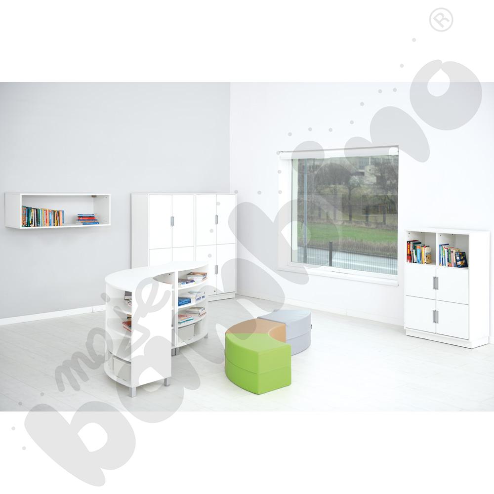 Quadro – regał XL z przegrodą i 3 półkami, biały