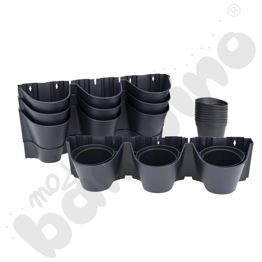 Donice modułowe ścienne na 12 roślin - antracytowe