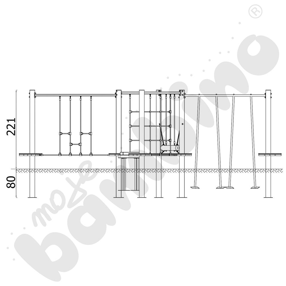 Zestaw Mini park linowy 1, metalowe słupy