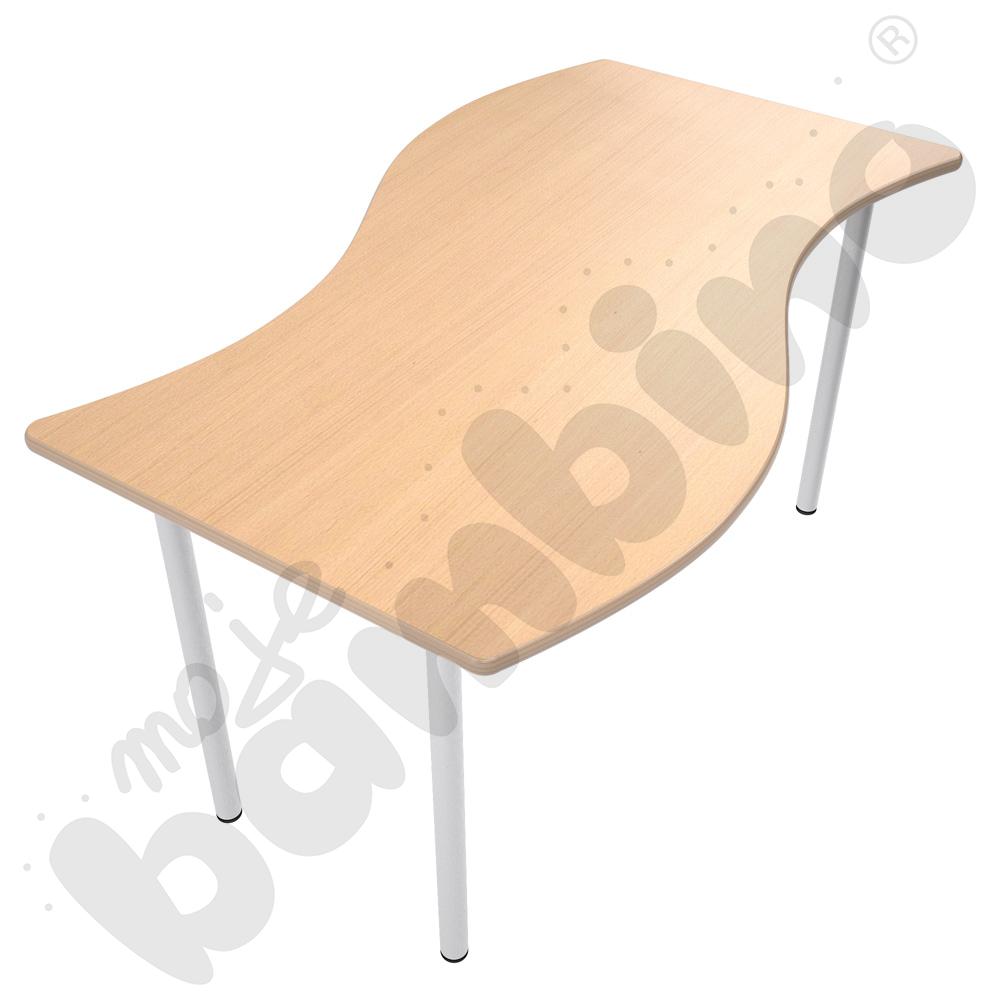 Stół Mila prostokąt falisty 140x72, blat HPL buk, narożniki zaokrąglone, rozm. 6