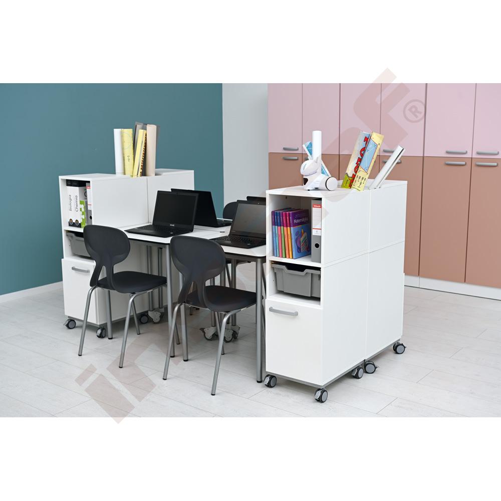 Grande Schreibtischrollschrank B, Ordnerfach vorn, T 50, H 111 - weiß