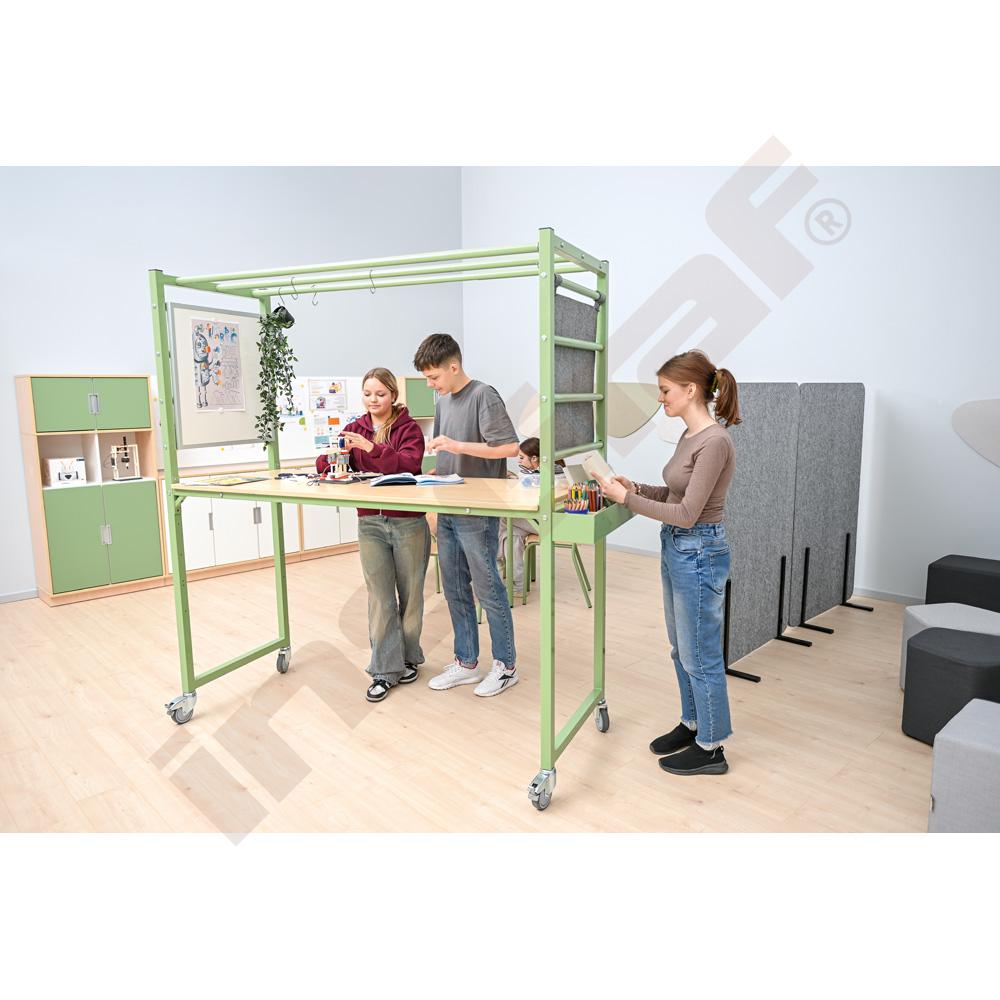 Mobiler Multifunktionstisch MultiDesk, mit Zubehör, Ahorn Jylland