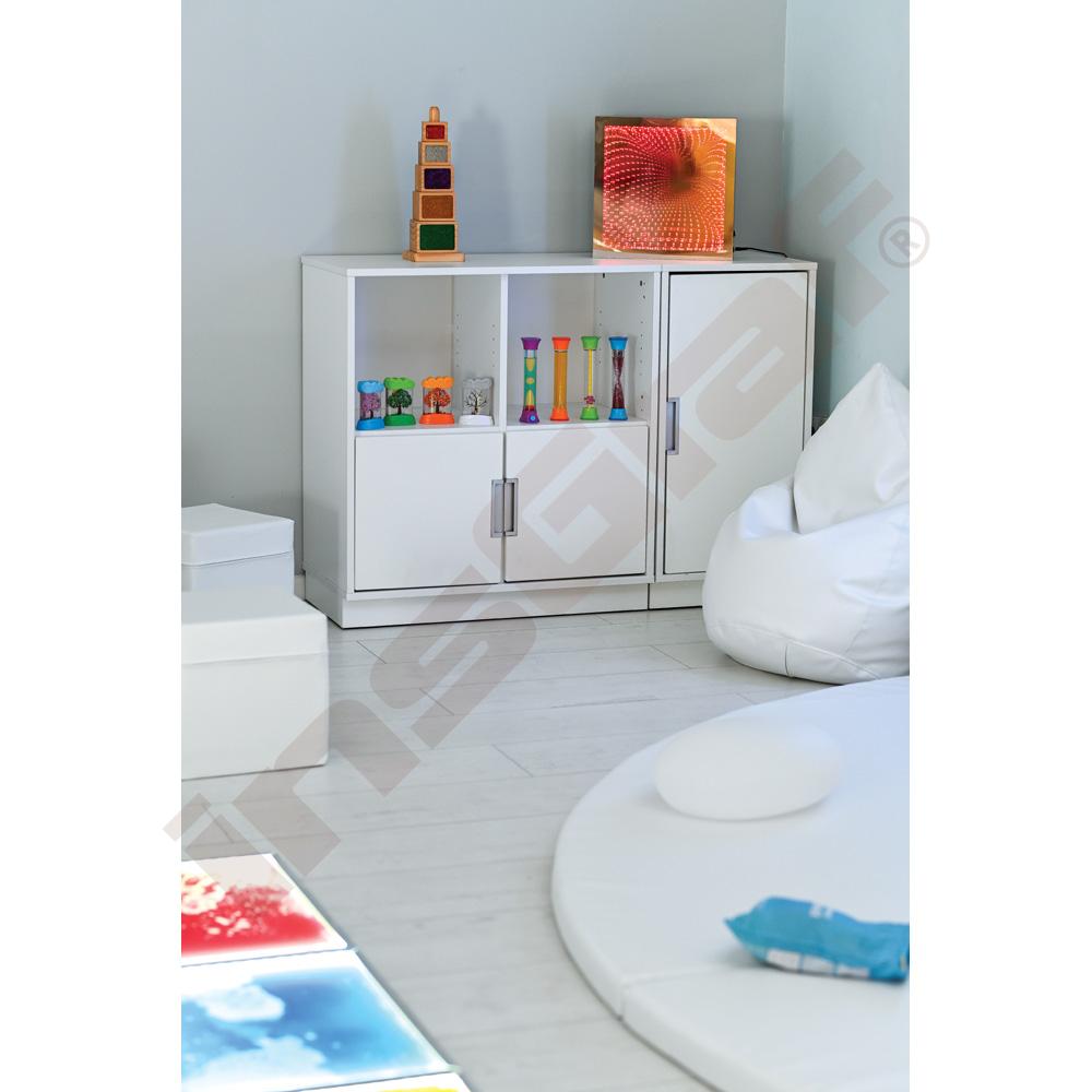 Quadro - regál M se 2 předěly a policí, bílý 