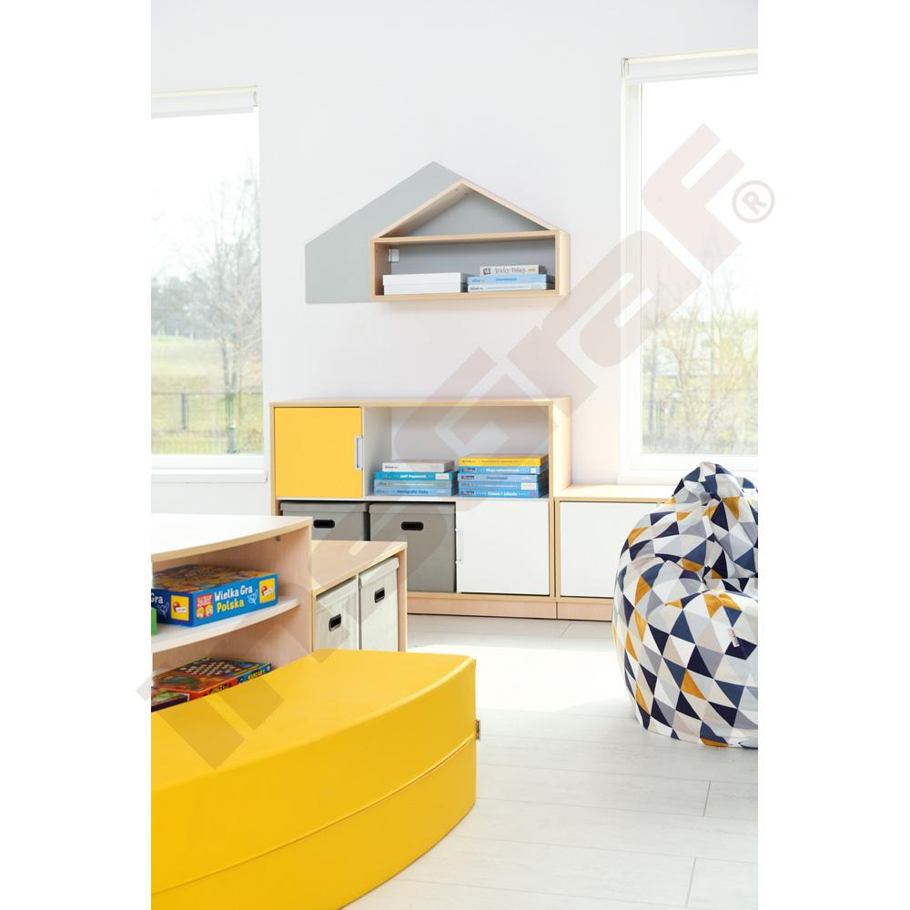 Závěsná skříňka Wika - domeček Quadro šedý, korpus světlý javor