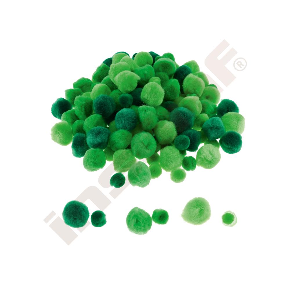 Pompons, 150 Stck., Tönung grün