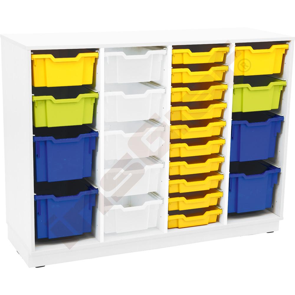 Quadro - skříňka M+ na plastové zásobníky - 4 sloupy, bílá