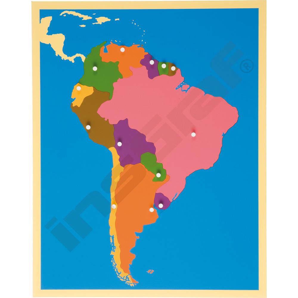Mapa Jižní Ameriky - Montessori puzzle