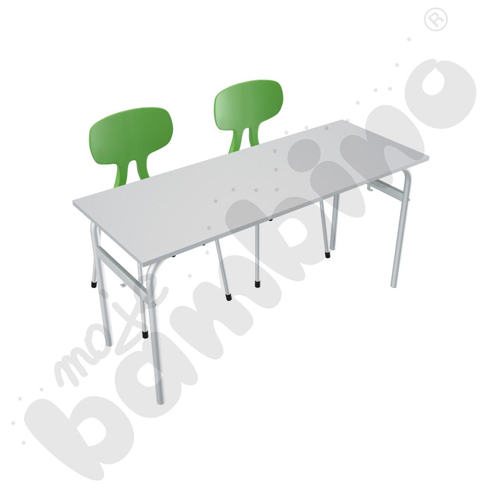 Stół Daniel 2-os. szary z krzesłami Colores zielonymi, rozm. 6