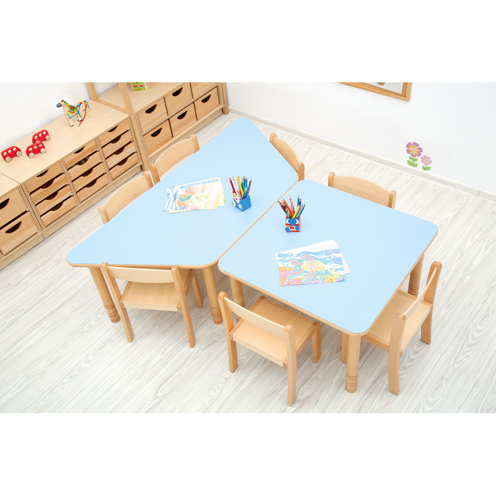 Štvorcový stôl Flexi, výška 40-58 cm - k stoličkám 21-35 cm (veľ. 1-3) - bledomodrá
