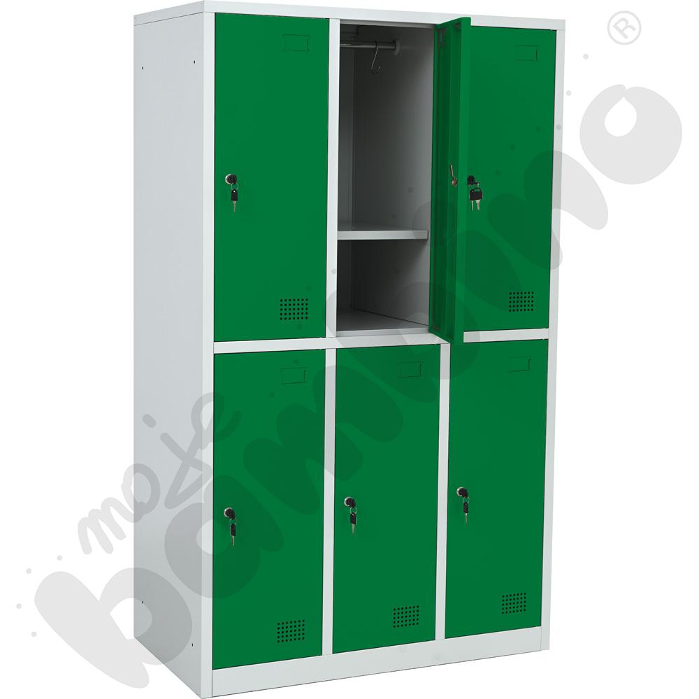 Szafa ubraniowa z 6 schowkami, 150 cm - drzwi ciemnozielone