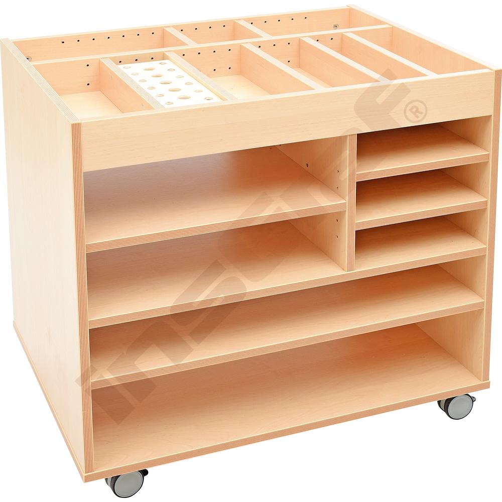 Skříňka na výtvarný materiál, s kolečky-bříza 