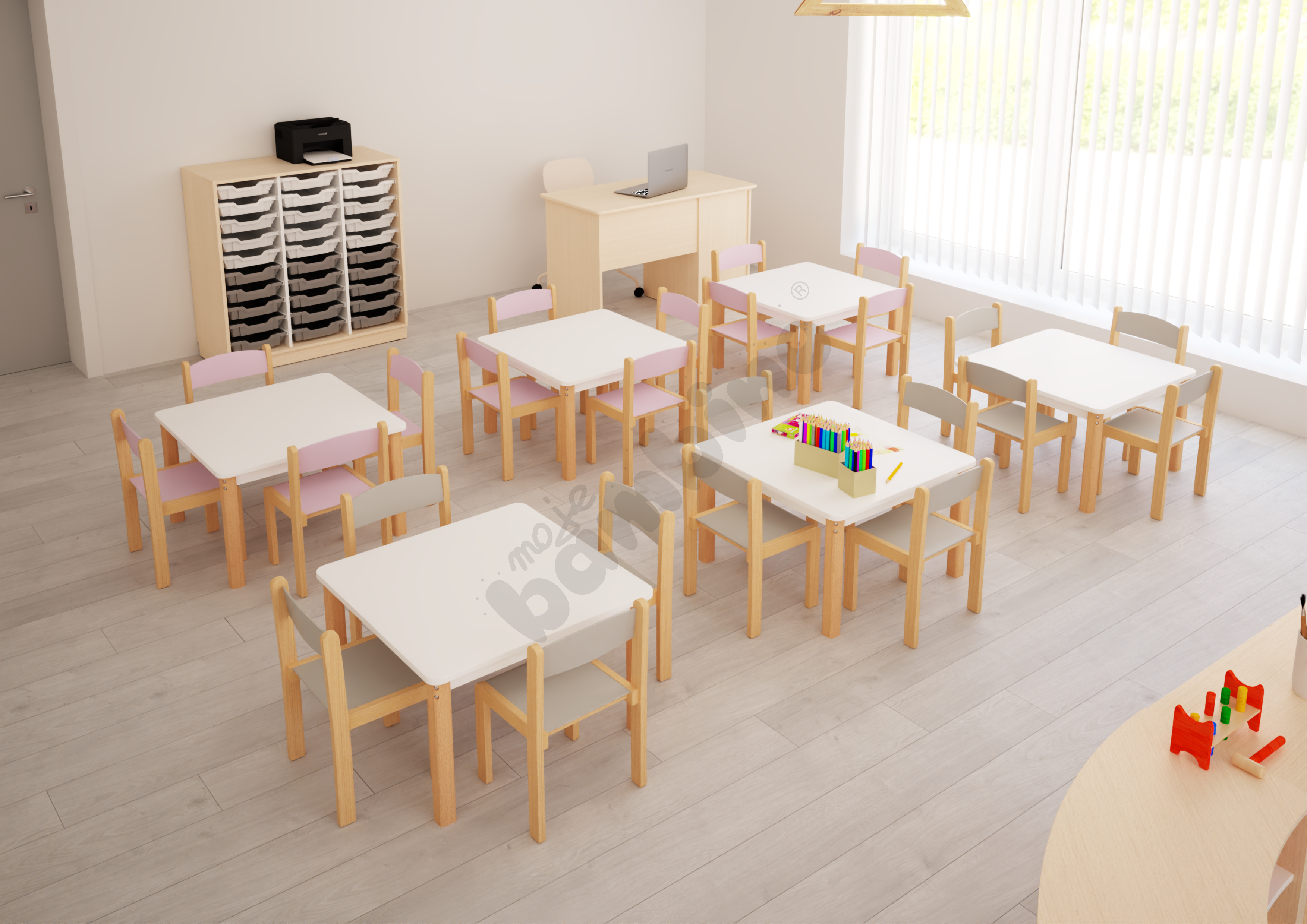 Sala przedszkolna Quadro w odcieniach różu