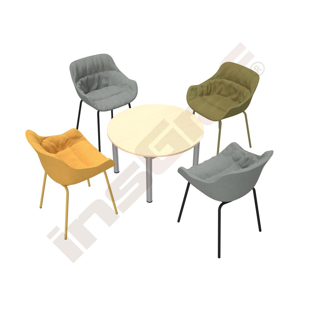 Okrúhly stôl Expo, javor 375 so 4 stoličkami Baltic Soft Duo mix farieb