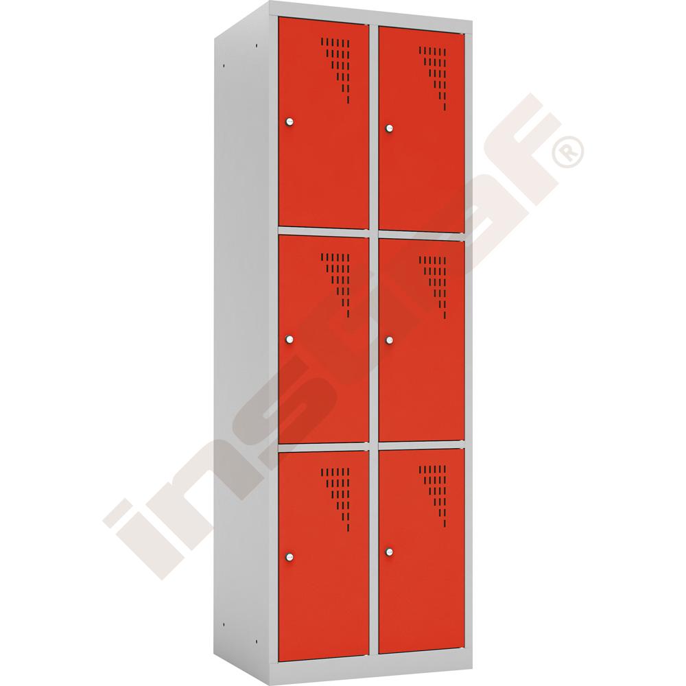 Kovová šatňa so 6 priehradkami, červené dvierka