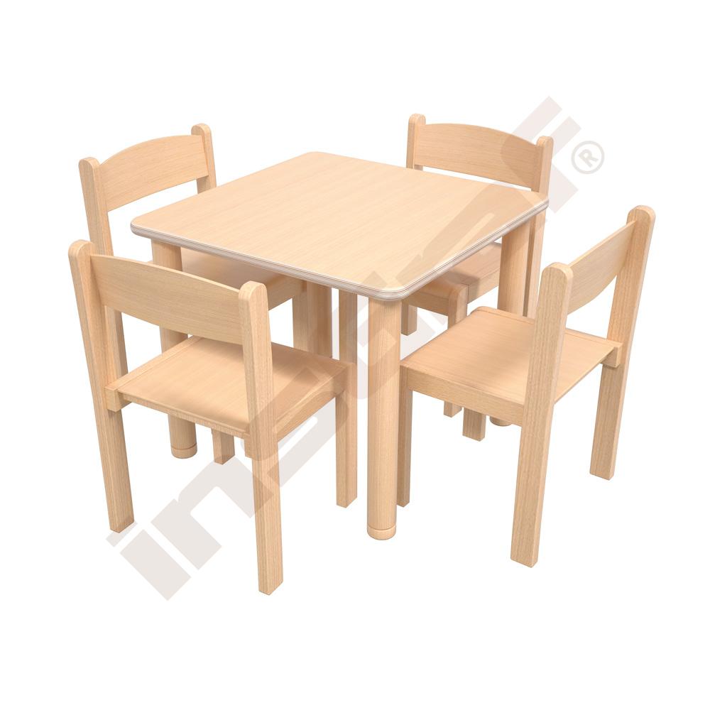 Stůl Flexi čtvercový 60 x 60 buk a 4 židle Filípek buk, vel. 2