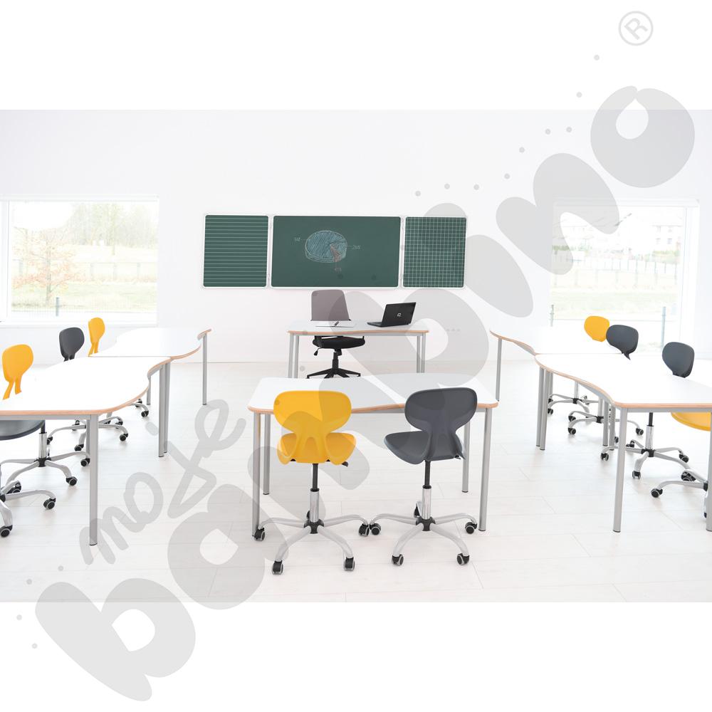 Stół Mila prostokąt falisty 140x72, blat HPL biały, narożniki zaokrąglone, rozm. 6