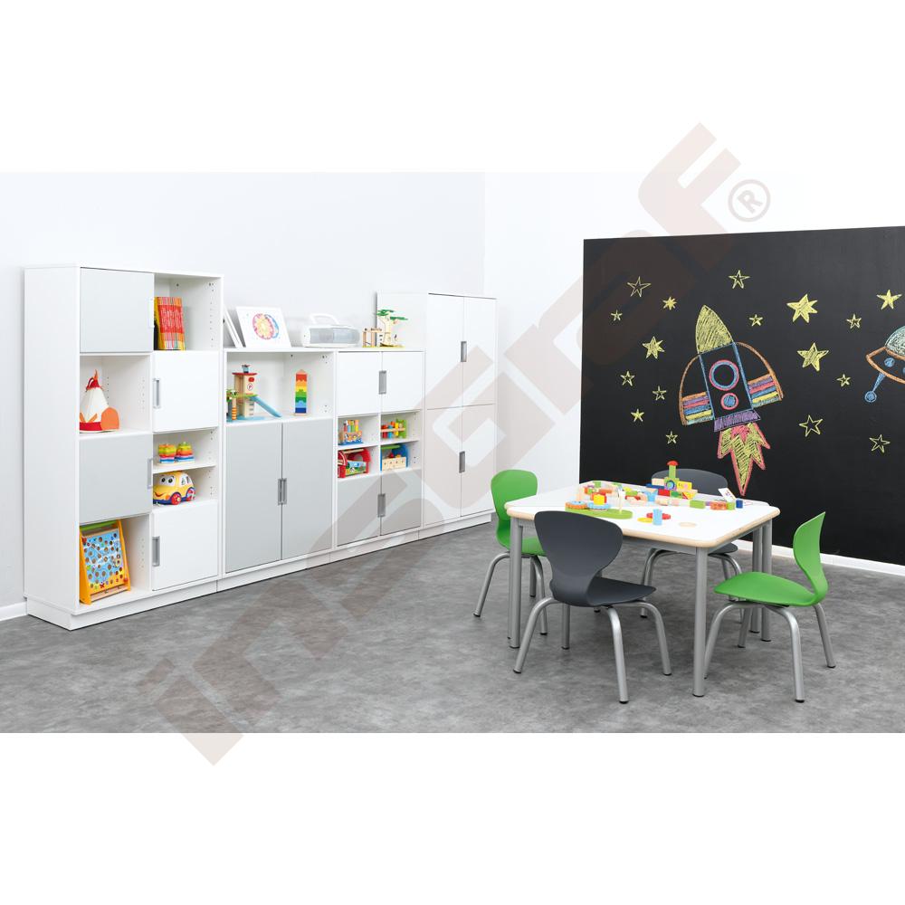 Quadro - regál L s predelom a 2 policami, biela  