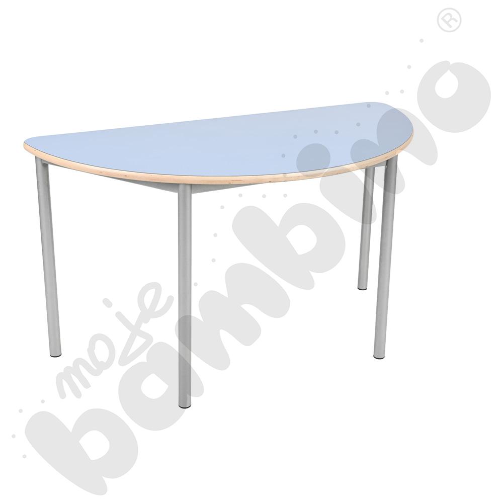 Stół Mila półokrągły 140x70, blat HPL niebieski, narożniki zaokrąglone, rozm. 6