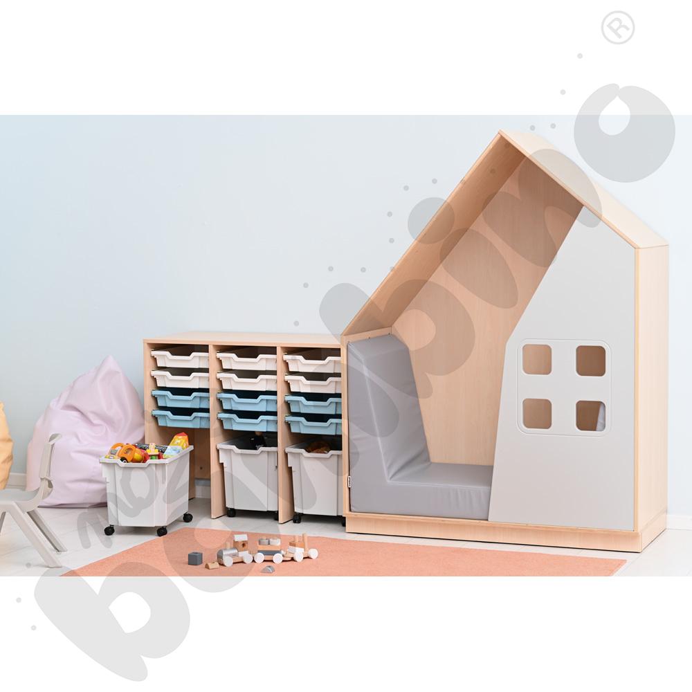 Quadro - szafka-domek - szara, skrzynia klon jasny