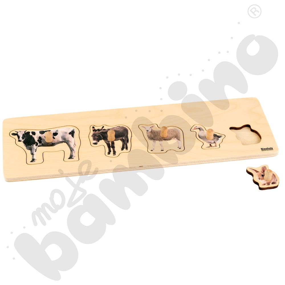 Puzzle dla malucha Montessori - 5 zwierząt hodowlanych