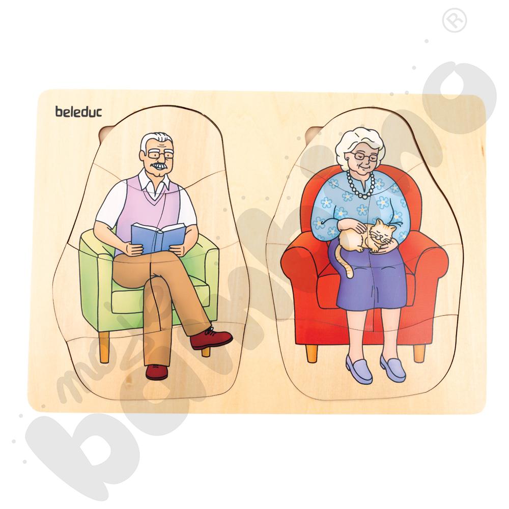 Edukacyjne puzzle warstwowe - dziadek i babcia