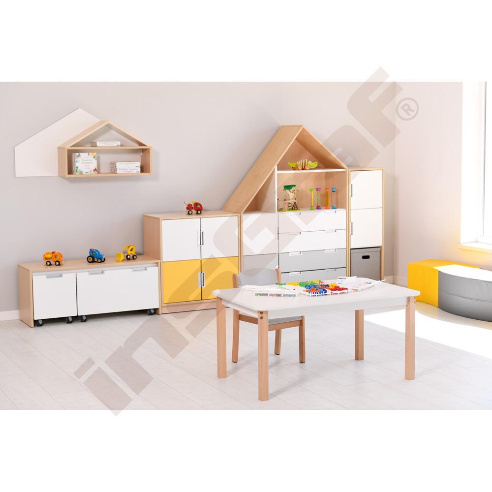 Závěsná skříňka Wika - domeček Quadro bílý, korpus světlý javor