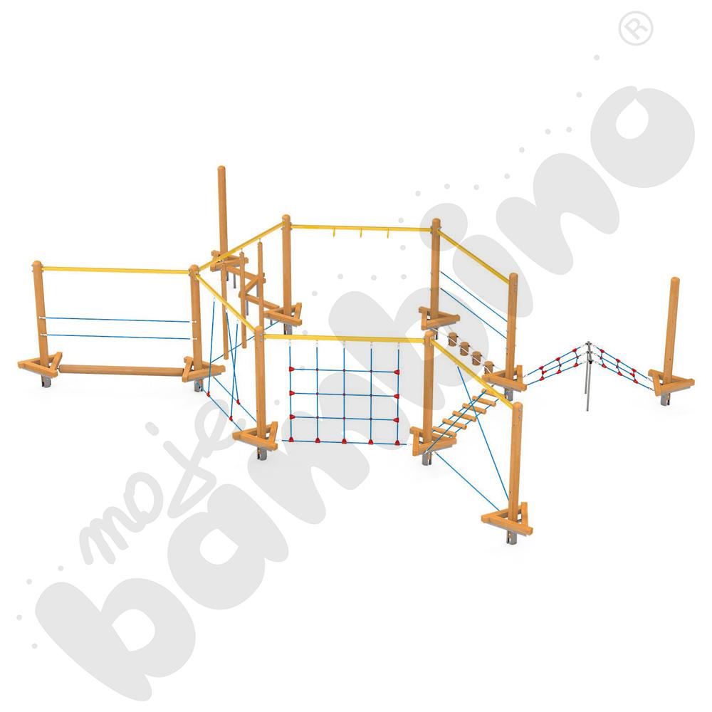 Zestaw Mini park linowy 7, drewniane słupy