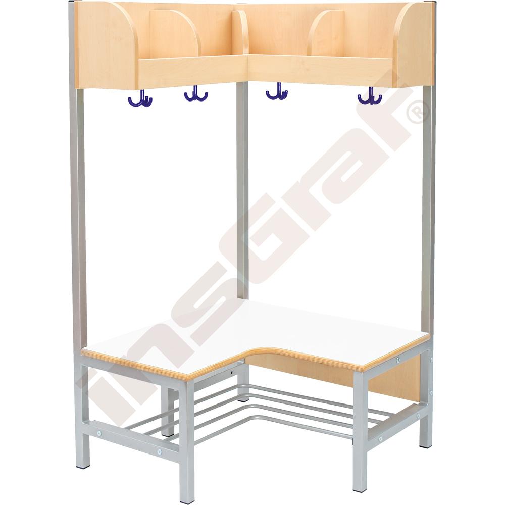 
Eckgarderobe Flexi 4 mit Gestell, SH 26 cm, weiß
